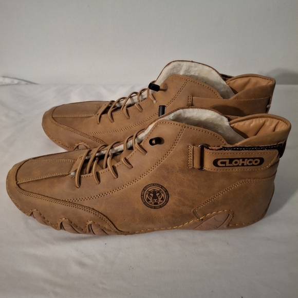 Tan Fur-lined Men's Sneakers with Sleek Silhouette - Picture 3 of 6